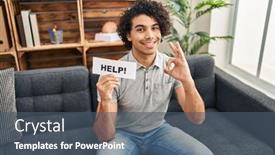  Presentation with curly hair - PPT theme with hispanic-man-with-curly-hair background and a ocean colored foreground