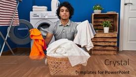  Presentation with curly hair - Slides with hispanic-man-with-curly-hair background and a coral colored foreground