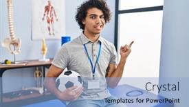  Presentation with curly hair - PPT layouts having hispanic-man-with-curly-hair background and a light blue colored foreground