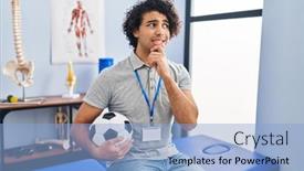  Presentation with curly hair - PPT theme featuring hispanic-man-with-curly-hair background and a light blue colored foreground