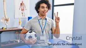 Presentation with curly hair - Presentation theme consisting of hispanic-man-with-curly-hair background and a light blue colored foreground