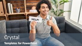  Presentation with curly hair - PPT theme with hispanic-man-with-curly-hair background and a ocean colored foreground