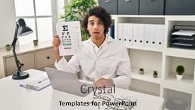  Presentation with eyesight - Slide deck enhanced with hispanic-man-with-curly-hair background and a  colored foreground