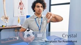  Presentation with curly hair - Presentation theme having hispanic-man-with-curly-hair background and a  colored foreground