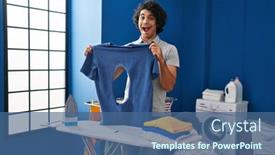  Presentation with curly hair - Presentation theme consisting of hispanic-man-with-curly-hair background and a ocean colored foreground