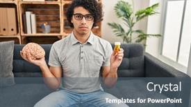  Presentation with curly hair - Slide deck with hispanic-man-with-curly-hair background and a  colored foreground