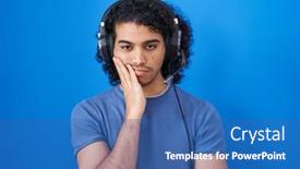  Presentation with curly hair - Presentation theme consisting of hispanic-man-with-curly-hair background and a  colored foreground