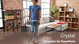  Presentation with curly hair - Presentation theme having hispanic-man-with-curly-hair background and a  colored foreground