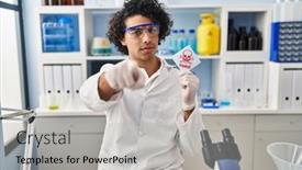  Presentation with toxic - Presentation design consisting of hispanic-man-with-curly-hair background and a light gray colored foreground