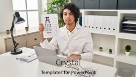  Presentation with eyesight - Presentation enhanced with hispanic-man-with-curly-hair background and a light gray colored foreground