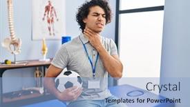  Presentation with sore throat - Presentation design consisting of hispanic-man-with-curly-hair background and a light blue colored foreground