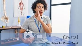  Presentation with curly hair - Slide set enhanced with hispanic-man-with-curly-hair background and a light blue colored foreground