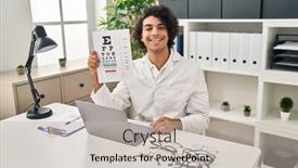  Presentation with eyesight - Presentation theme having hispanic-man-with-curly-hair background and a  colored foreground