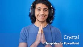  Presentation with curly hair - PPT theme having hispanic-man-with-curly-hair background and a teal colored foreground