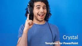  Presentation with curly hair - Presentation theme featuring hispanic-man-with-curly-hair background and a ocean colored foreground