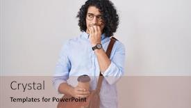  Presentation with drinking problem - Slide deck with hispanic-man-with-curly-hair background and a coral colored foreground