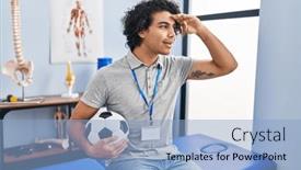  Presentation with curly hair - Slide deck having hispanic-man-with-curly-hair background and a  colored foreground