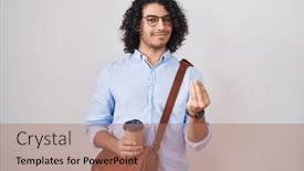  Presentation with salary - Presentation theme having hispanic-man-with-curly-hair background and a coral colored foreground