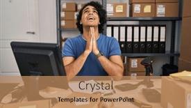  Presentation with praying hands - Slide set having hispanic-man-with-curly-hair background and a  colored foreground