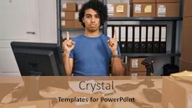  Presentation with curly hair - Presentation design enhanced with hispanic-man-with-curly-hair background and a  colored foreground