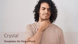  Presentation with infection - PPT theme featuring hispanic-man-with-curly-hair background and a coral colored foreground