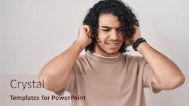  Presentation with noise - PPT layouts consisting of hispanic-man-with-curly-hair background and a coral colored foreground