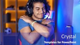  Presentation with hair care - Presentation theme consisting of hispanic-man-with-curly-hair background and a royal blue colored foreground