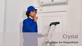  Presentation with home renovation - Slide deck with hispanic-man-with-curly-hair background and a light gray colored foreground