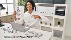  Presentation with eyesight - PPT theme having hispanic-man-with-curly-hair background and a  colored foreground