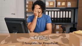  Presentation with face pain - Slides enhanced with hispanic-man-with-curly-hair background and a  colored foreground