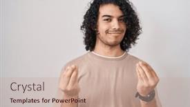  Presentation with salary - Slide deck enhanced with hispanic-man-with-curly-hair background and a coral colored foreground