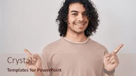  Presentation with advertisement - PPT layouts consisting of hispanic-man-with-curly-hair background and a coral colored foreground