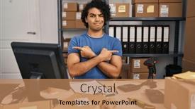  Presentation with direction - Slides having hispanic-man-with-curly-hair background and a coral colored foreground