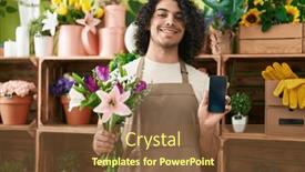  Presentation with cool - Presentation consisting of hispanic-man-with-curly-hair background and a tawny brown colored foreground