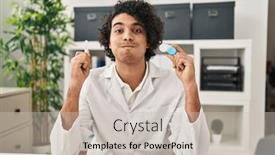  Presentation with puffing - Presentation theme enhanced with hispanic-man-with-curly-hair background and a soft green colored foreground