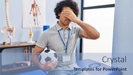  Presentation with curly hair - Slide set with hispanic-man-with-curly-hair background and a  colored foreground