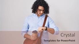  Presentation with curly hair - Presentation theme featuring hispanic-man-with-curly-hair background and a coral colored foreground