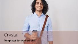  Presentation with curly hair - Slide deck with hispanic-man-with-curly-hair background and a coral colored foreground