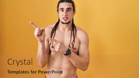  Presentation with long hair man - Slide set consisting of hispanic-man-with-long-hair background and a  colored foreground