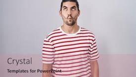  Presentation with long hair man - PPT theme with hispanic-man-with-long-hair background and a coral colored foreground