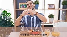  Presentation with long hair man - Presentation theme having hispanic-man-with-long-hair and a coral colored foreground