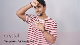  Presentation with flu virus - Presentation design consisting of hispanic-man-with-long-hair background and a coral colored foreground