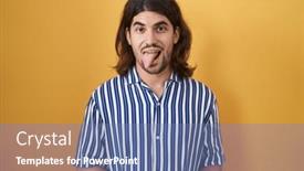  Presentation with long hair man - PPT theme with hispanic-man-with-long-hair background and a teal colored foreground