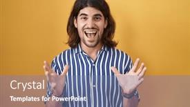  Presentation with long hair man - Presentation theme featuring hispanic-man-with-long-hair background and a ocean colored foreground