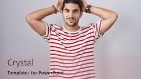  Presentation with bunny - Presentation design enhanced with hispanic-man-with-long-hair background and a coral colored foreground