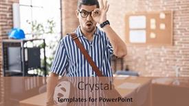  Presentation with long hair man - PPT theme featuring hispanic-man-with-long-hair background and a coral colored foreground