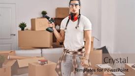  Presentation with attitude - PPT theme having hispanic-man-with-long-hair background and a coral colored foreground