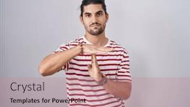  Presentation with long hair man - Presentation theme consisting of hispanic-man-with-long-hair background and a coral colored foreground