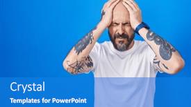  Presentation with migraine - Slide deck featuring hispanic-man-with-tattoos-standing background and a teal colored foreground