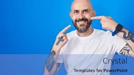  Presentation with health - Presentation theme with hispanic-man-with-tattoos-standing background and a teal colored foreground